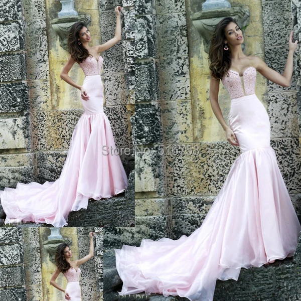 Free Shipping Custom Made Strapless Lace Top Y Long Ed Free Shipping Custom Made Strapless Lace Top Y Long Ed Evening Dress Gown Pink Mermaid Tail