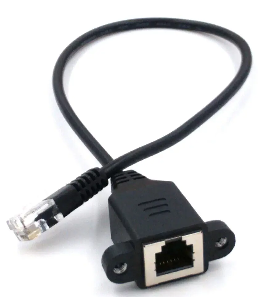 

RJ12 6p6c telephone extension cable 1:1 6P6C male to female cable with shield brand 27cm length black color