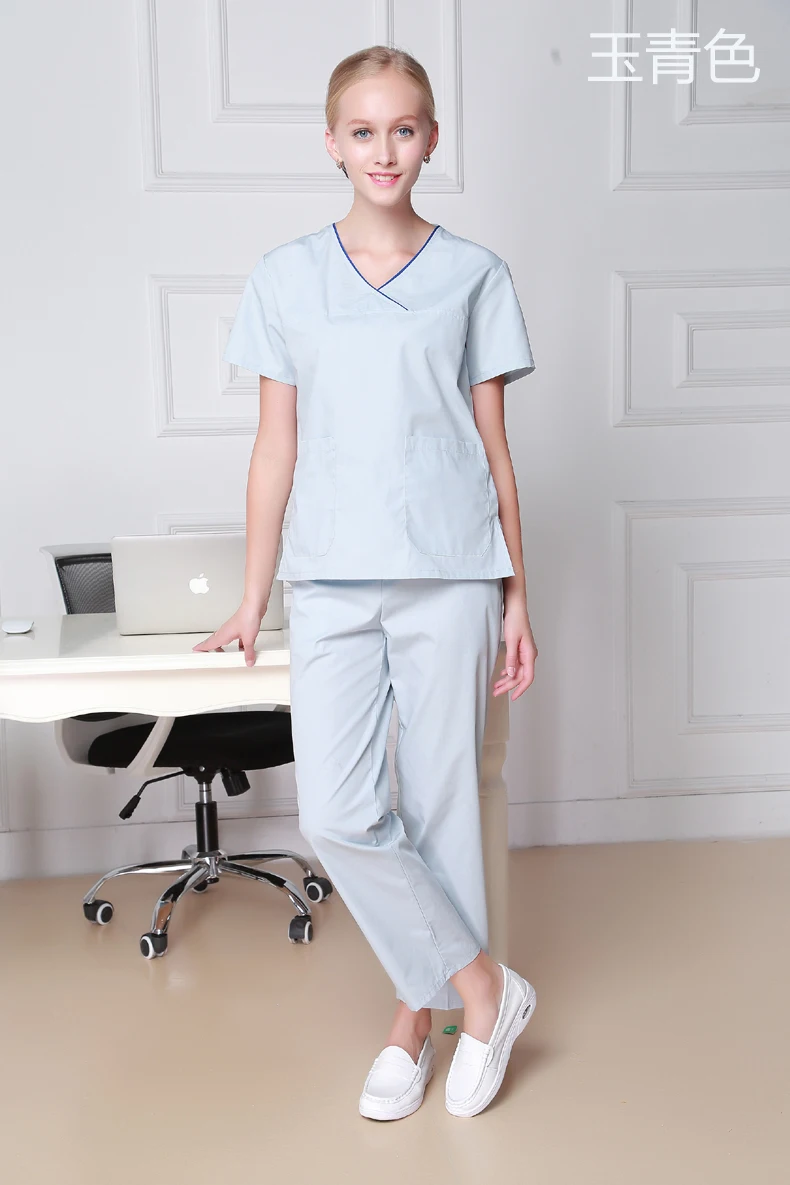 Новый v-образный вырез лето доктор униформа медсестры больница медицинская салон красоты скраб набор с коротким рукавом Мужская