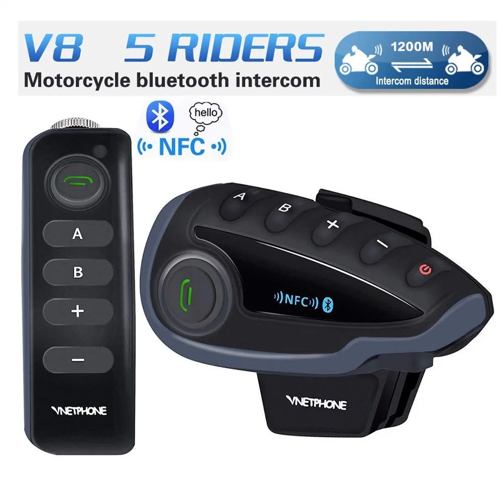 Bluetooth гарнитура для мотоциклетного шлема V8 внутренняя связь динамик 5 водителей