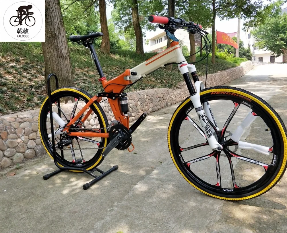 Flash Deal Kalosse  air front fork   bicycel folding  24/27/30 speed  26inch  bicycle mountain bike  Full suspension adults   bike 4