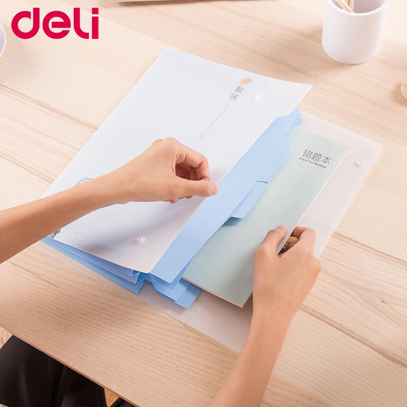 

Deli 1pcs expanding wallet kawaii 5 cases file folder filling products file holder good quality durable elegant A4 documents