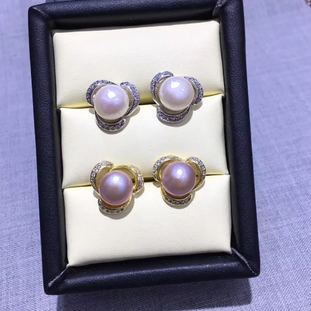 

HOT Earrings Component and Findings, Stud Earrings Settings Mountings Parts, Nice Gift Mounts for Pearls Jade Corals Stones