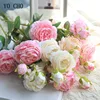 YO CHO – roses artificielles en soie, 3 têtes, pivoines blanches, fausses fleurs, rouge, Rose, bleu, pour un Bouquet de mariage, pour la maison ► Photo 1/6