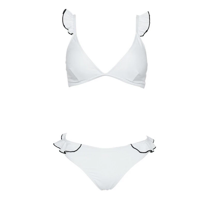 

A&J 2019 Women Knotted Padded Thong Bikini Mid Waisted Solid Color Scoop Neck SJ 1907