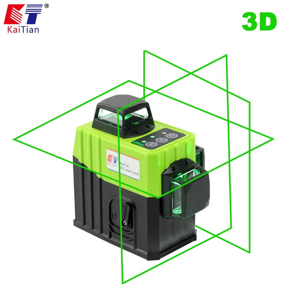 Kaitian 12 Lines 3D Laser Level 360 with Magnet Bracket Self-Leveling Horizontal&Vertical Cross Green &Red Line Can Use Receiver