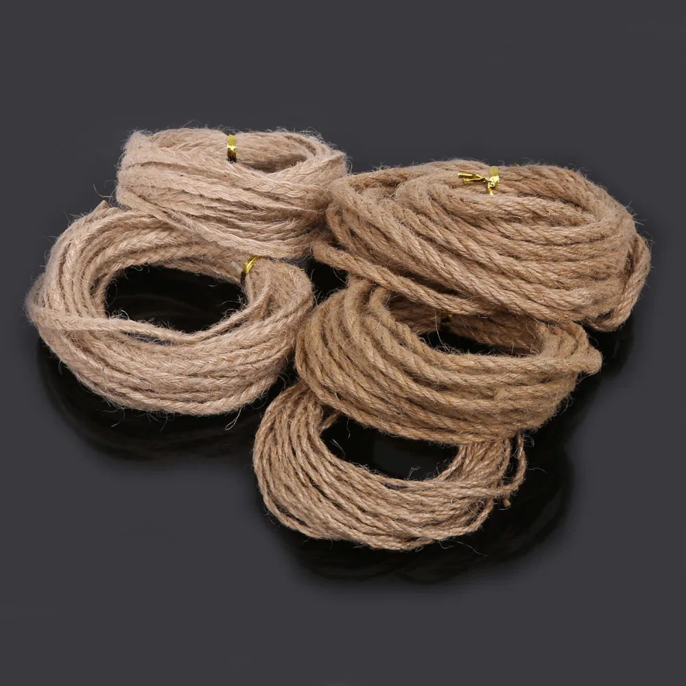 2/4/6mm Burlap Ribbon 5M/lot Natural Hessian jute Twine Rope For DIY Rustic Wedding Christmas Party Decoration Accessories