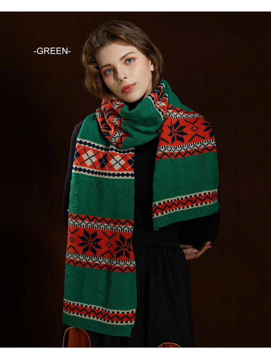 Winter Women Scarf 2019 New Bohemian Style Wool Knit Thick Scarves Female Flower Shawls Warmer Women's Scarves Warm Ladies Scarf (16)