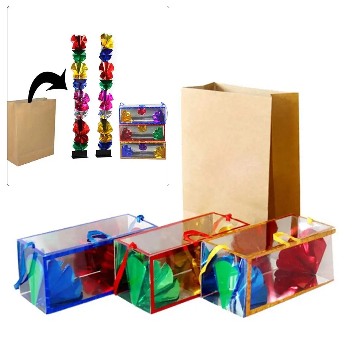 

2019 Hot Selling Magic Paper Flower Boxes Magic Change Bag Magic Trick tools Empty bag props Magician Street Stage Prop