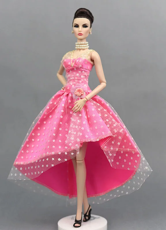 Розовый кукла 1/6 Одежда для куклы Барби вечернее платье для вечеринки платье для Барби кукольный домик 1:6 миниатюрная кукла аксессуары