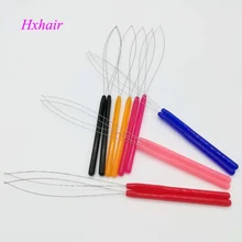 10 шт пластиковые ручки Нитевдеватель/проволока из нержавеющей стали/тяговые микро кольца со звеньями/петли инструменты для наращивания волос