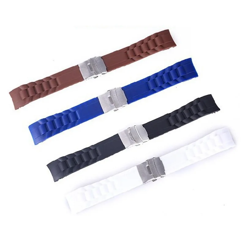 New High Quality Silicone Watch Bands stainless steel clasp 20mm 22mm Watch strap for