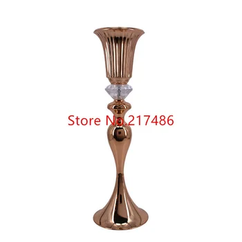 

Gold Flower Vases Candle Holders Stand Wedding Decor Road Lead Table Centerpiece Rack Pillar Party Candlestick Candelabra k98