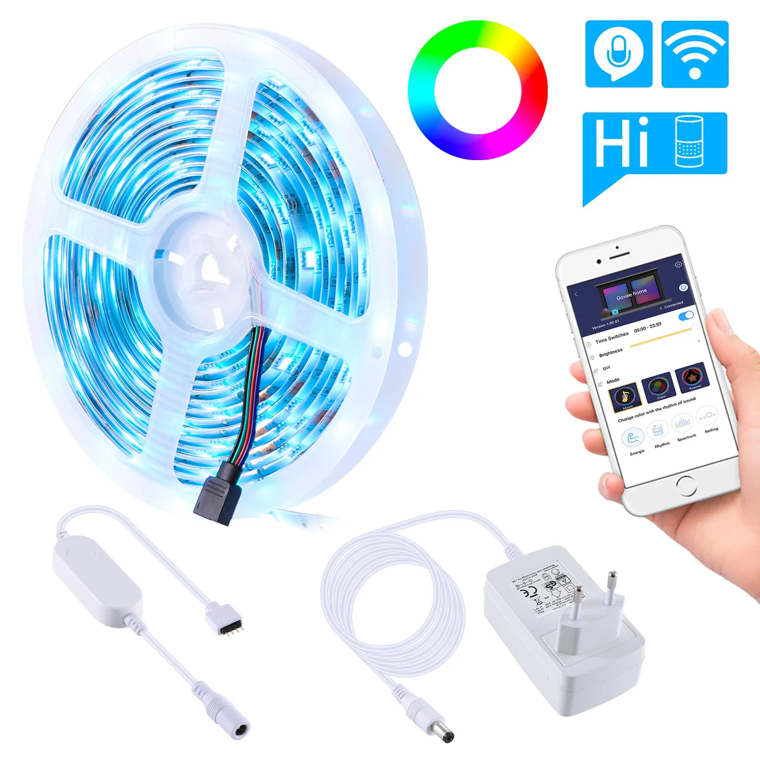 

LEDGLE IP65 WiFi Smart LED Strip Light 150 LEDs Waterproof LED Tape Lights Music Kit with Wireless APP for 24W Bar Party Light