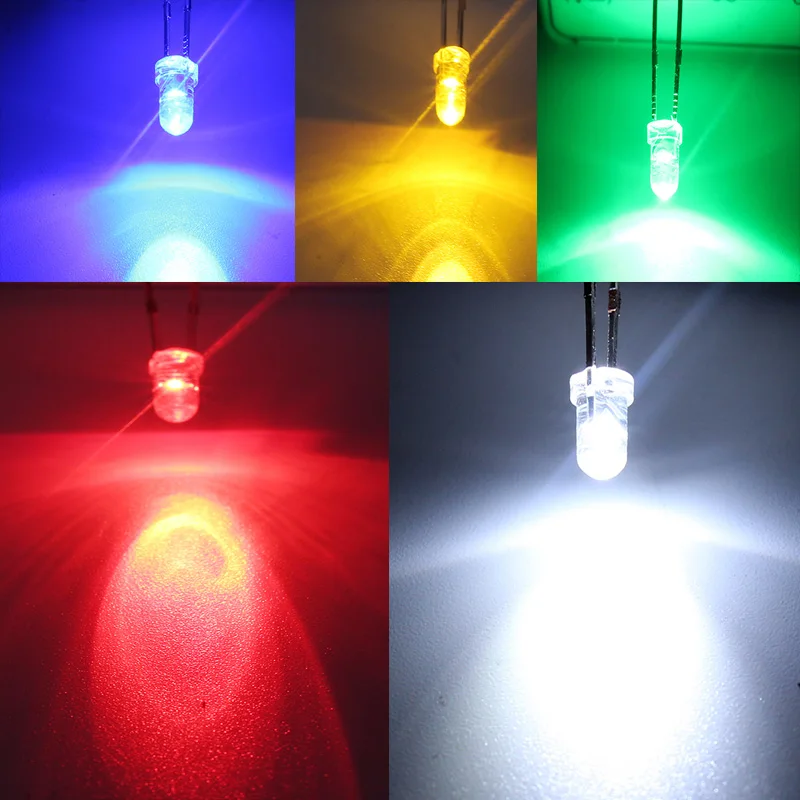 Buy 100pcs 3mm LED Light White Yellow Red Green Blue