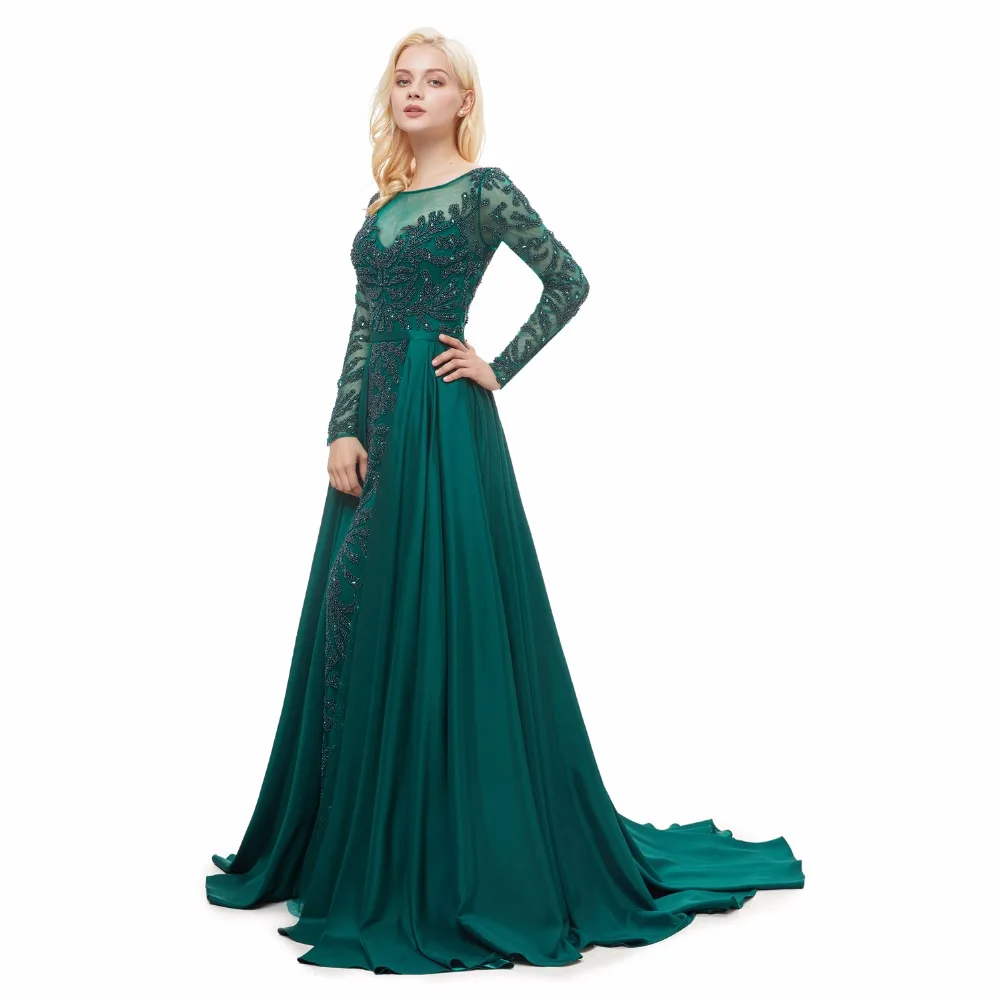 Forevergracedress зеленое вечернее платье Винтаж Sheer средства ухода за кожей шеи одежда с длинным рукавом официальная Вечеринка платье плюс размеры индивидуальный заказ