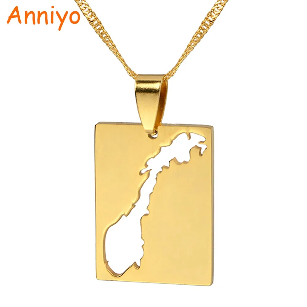 

Anniyo Kongeriket Norge Map Pendant & Necklaces for Women Noreg/Norway Country Maps #021721