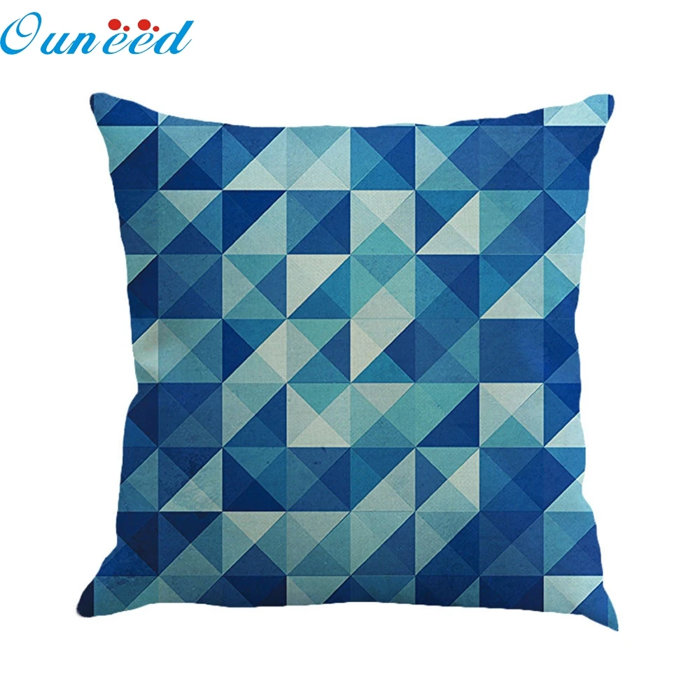 Pillow Case Colored grid Pattern Pillowcase Cotton Linen Printed