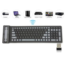 2.4G Wireless Keyboard Folding 107 Keys Soft Silicone Rubber Waterproof Flexible Foldable Keyboard For Laptops PC Projector