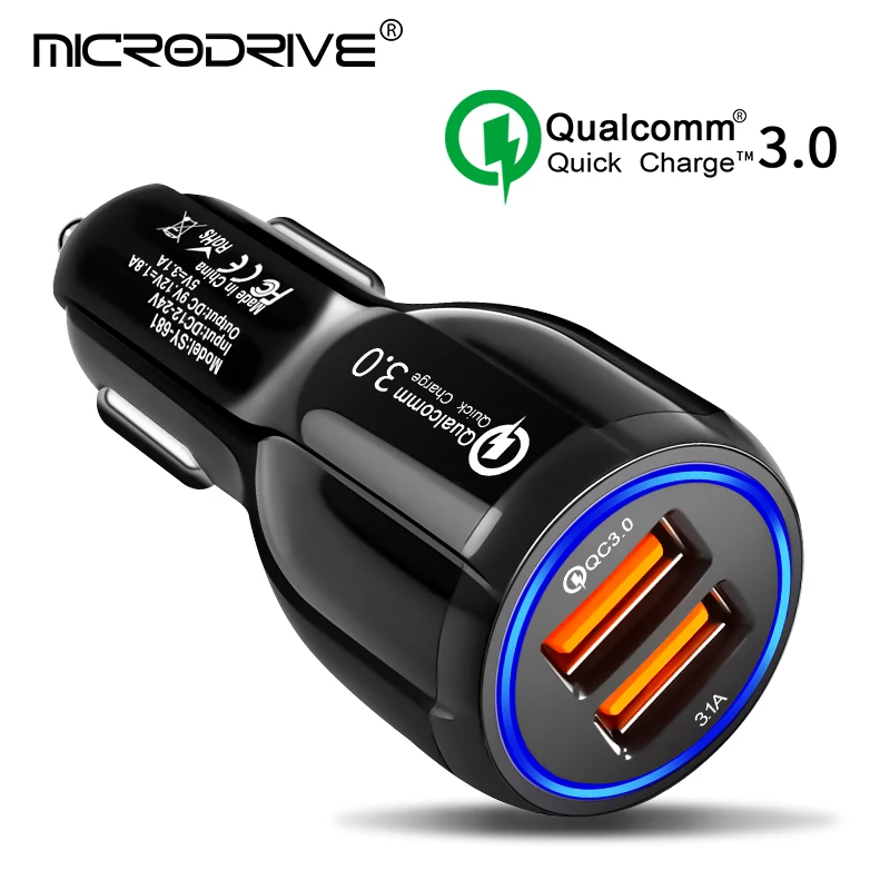 

QC3.0 Car Charger Dual USB 6A Charging 25W Quick Charge 3.0 for iPhone X Xiaomi Mi 9 Samsung Galaxy S6 HTC supercharger adapter