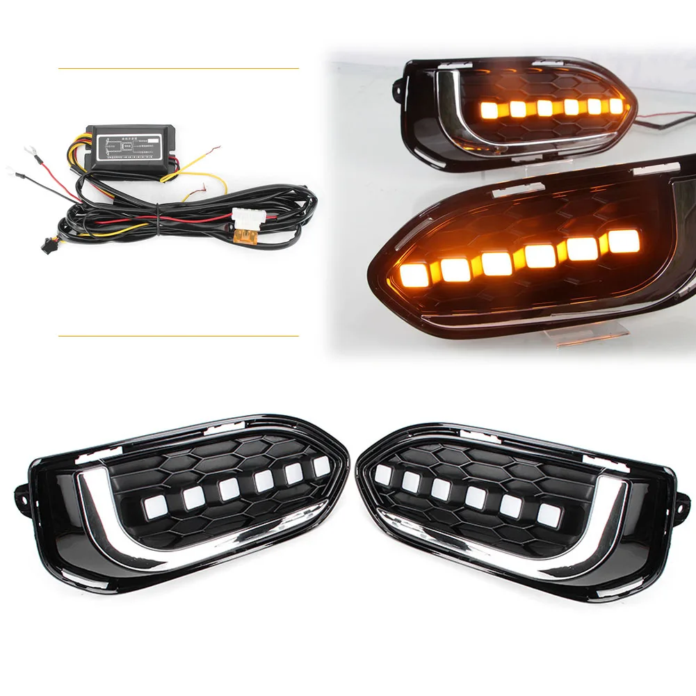 

LED Fog Light Daytime Driving Lamp DRL Indicators For Honda Fit Jazz 2018 Pair Car Replacement Kit Super Bright