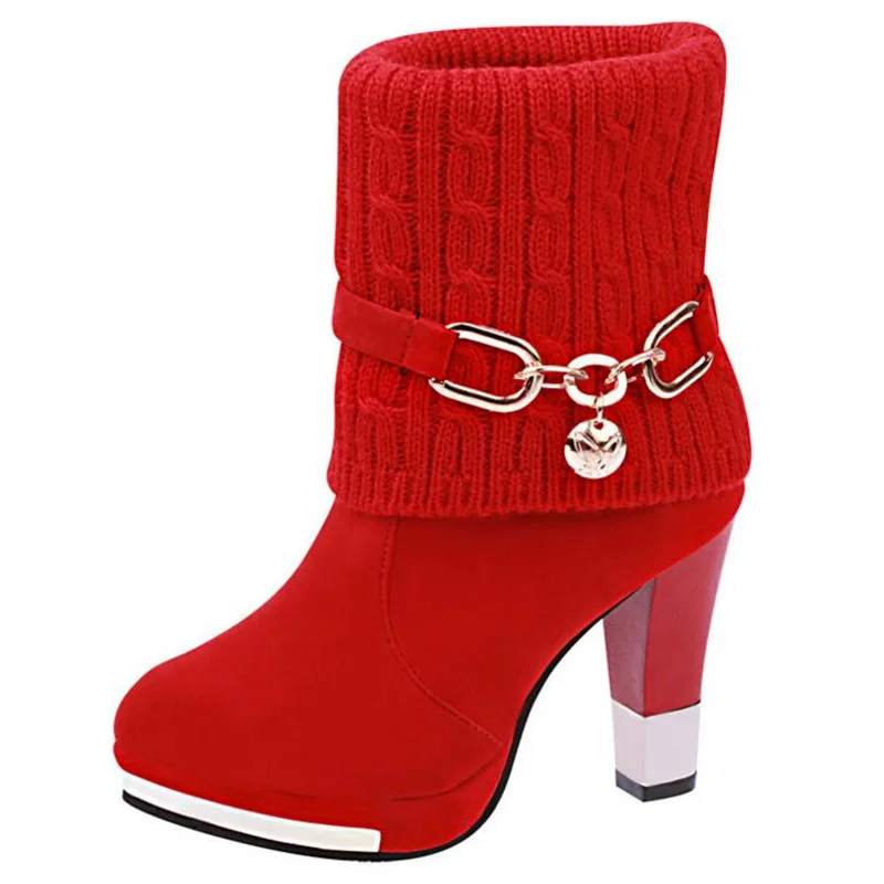 LAIDILANGTU/ г. Новые зимние женские ботинки на толстой подошве обувь на высоком каблуке Повседневная модная теплая женская обувь для верховой езды сапоги-казаки