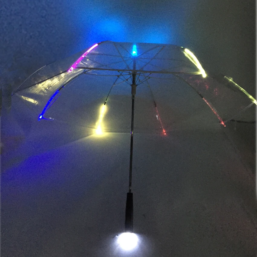 10 шт 7 цветов Изменение светодиодный световой прозрачный зонт с функцией фонарика Солнечный и Зонт от дождя, зонт длина 80 см