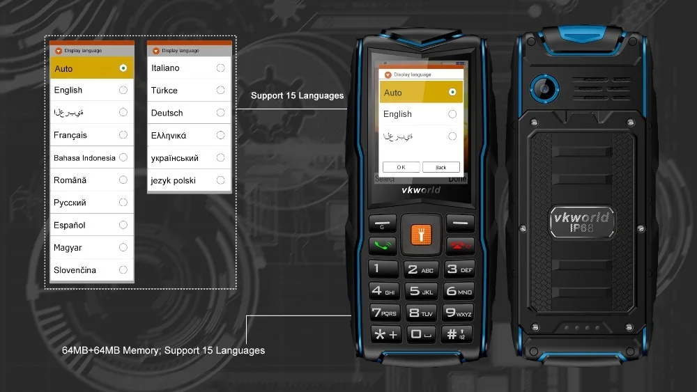 VKWorld камень V3 IP68 Водонепроницаемый 2,4 дюймов 3000 мАч мобильный телефон GSM FM Русская клавиатура 3 слота для sim-карт флэш-светильник мобильный телефон