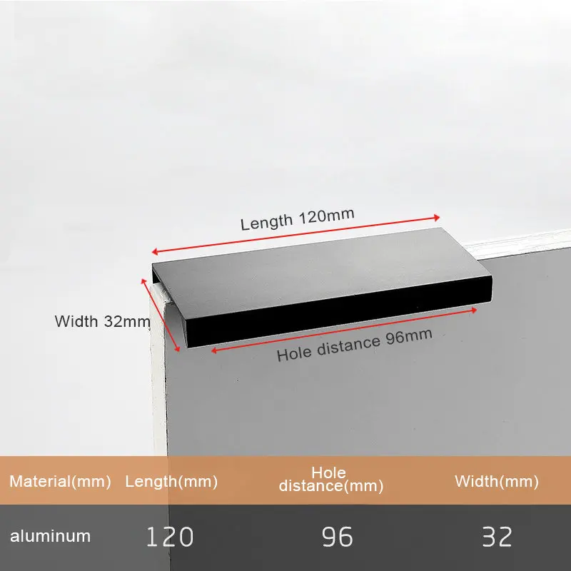 Sleek Black Aluminum Alloy Cabinet Handles for Kitchens and Furniture
