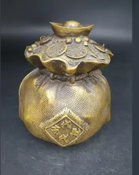 

China Bronze Brass money bag ornaments from Feng Shui wealth fortune ornaments copper source generation talented Andrew