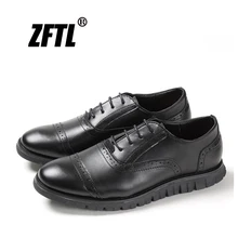 ZFTL/Новинка; Мужские модельные туфли; Мужская официальная обувь; свадебные туфли из британской кожи с круглым носком и перфорацией; деловая Повседневная обувь; большие размеры; 084