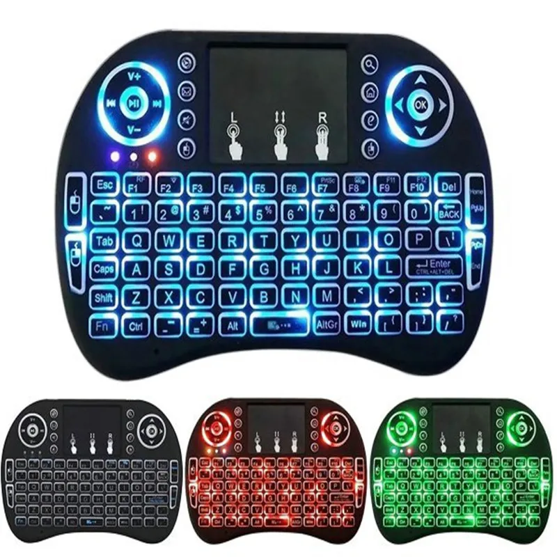 

i8 Teclado retroiluminado inglйs ruso espaсol Air Mouse 2,4 GHz teclado inalбmbrico tбctil de mano para TV BOX Android X96