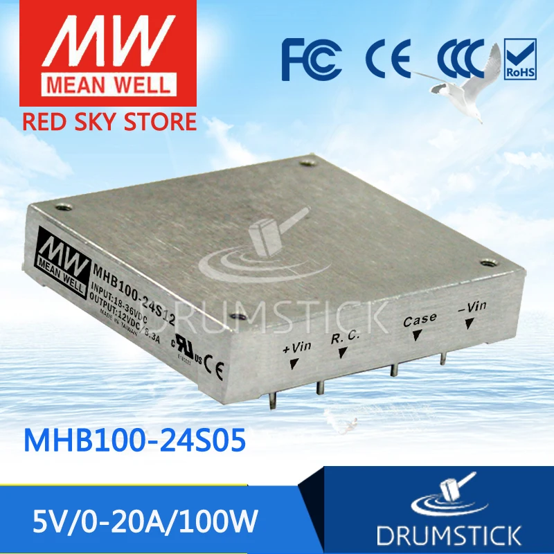 

MEAN WELL MHB100-24S05 5V 20A meanwell MHB100 5V 100W DC-DC Half-Brick Regulated Single Output Converter