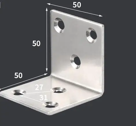 50*50*50 мм из нержавеющей стали фиксированные Угловые скобы для мебели 90 градусов аксессуары для подключения углового железа с винтовой толщиной: 2 мм