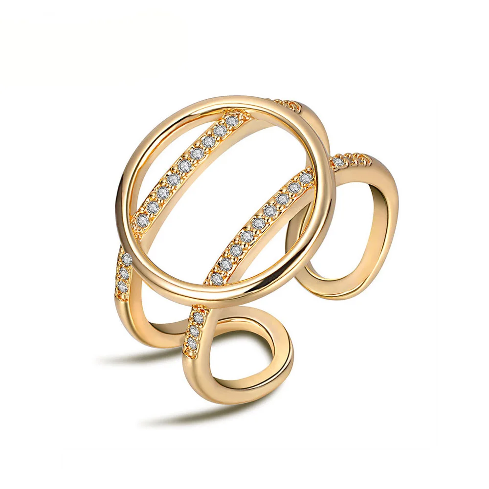 Lokaer, офисное Стильное кольцо для девочек, кольцо с кубическим цирконием, золото/серебро, модное круглое кольцо, Простые открытые кольца, ювелирные изделия LR17173