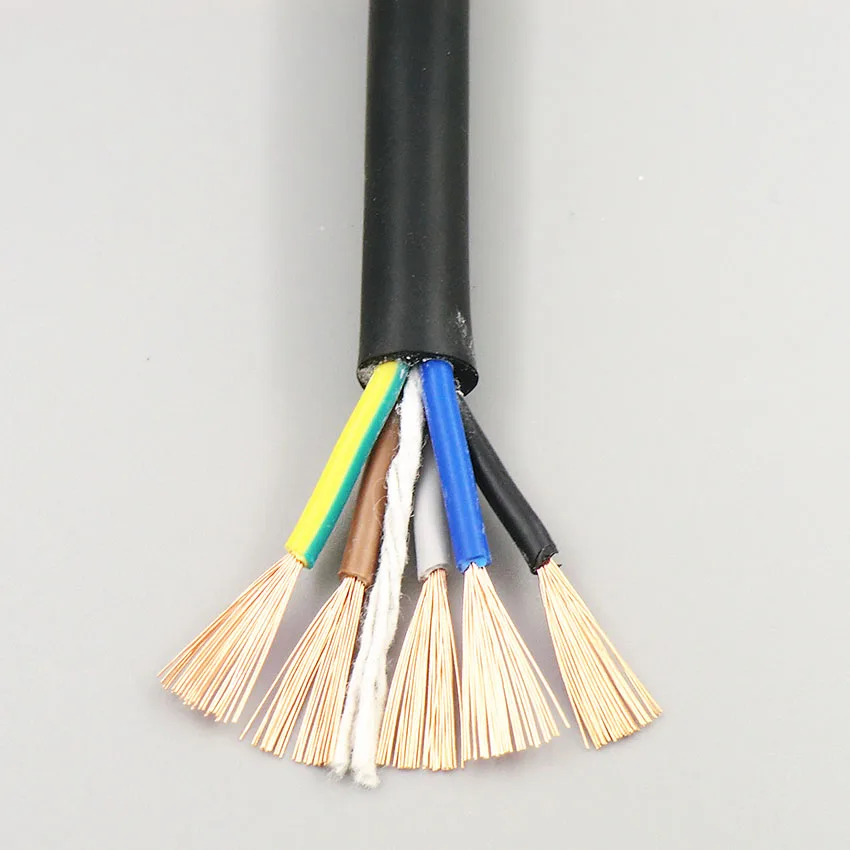 

Soft Rubber Cable 5 core 0.75,1,1.5mm² with Resistance to Oil Abrasion and Weathering Flexible Rubber Wire Medium Type YZW 5m