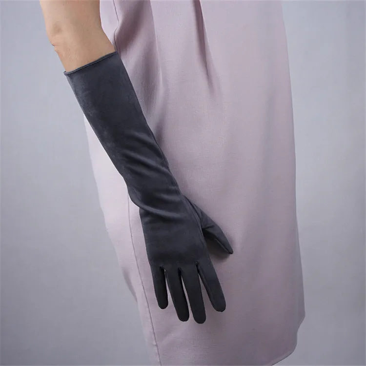 Замшевые перчатки 40 см женский Китай Красный Имитация натуральной кожи без подкладки Для женщин средних и длинная куртка с секциями