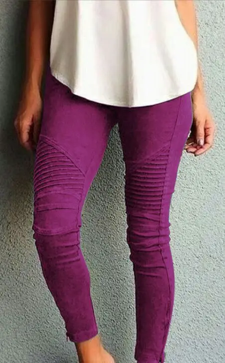 Женские джинсы, обтягивающие, эластичные, облегающие, облегающие, сексуальные, пуш-ап, хлопковые, женские джинсы из денима - Цвет: Фиолетовый