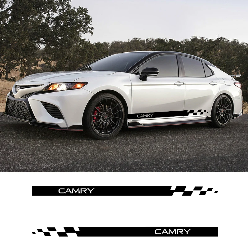 

2 PCS Car Side Stripes Side Skirts Graphics Vinyl Auto Sticker Decal Racing Sport Car Stickers For Toyota CAMRY
