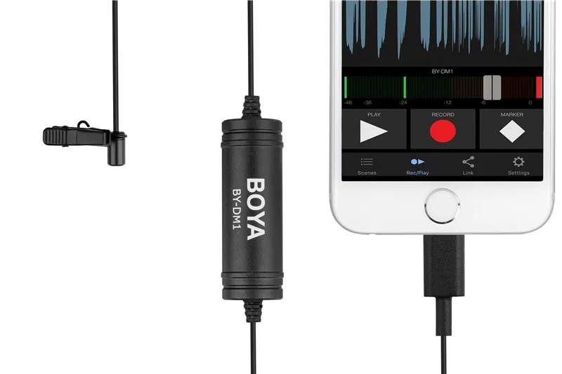 BOYA BY-DM1 6 м цифровой петличный микрофон всенаправленный конденсаторный клип-на микрофон Lightning Разъем для iPad для Iphone