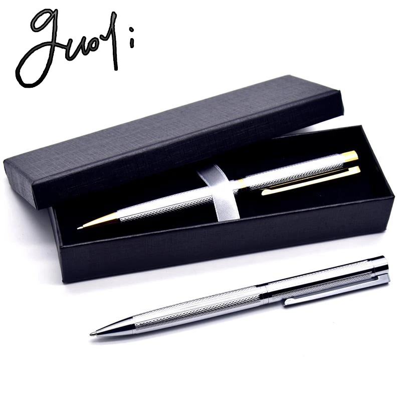 Guoyi brand Z090 new arrival 0.7mm nib steel color and gold metal ballpoint pen High Quality Office School stationery gift Pens