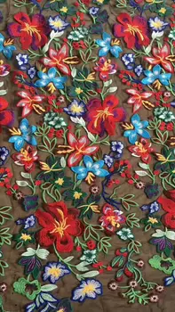 

Hot Sale Embroidery Lace Fabrics Color Flower Floral French Lace Fabric 5yards Nigeria embroidery Lace fabric For Wedding Dress