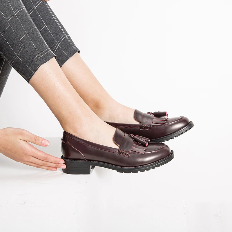 

Teahoo 2018 Spring Oxford Shoes for Women British Style Slip on Women Loafers Tassels Flat Shoes Women