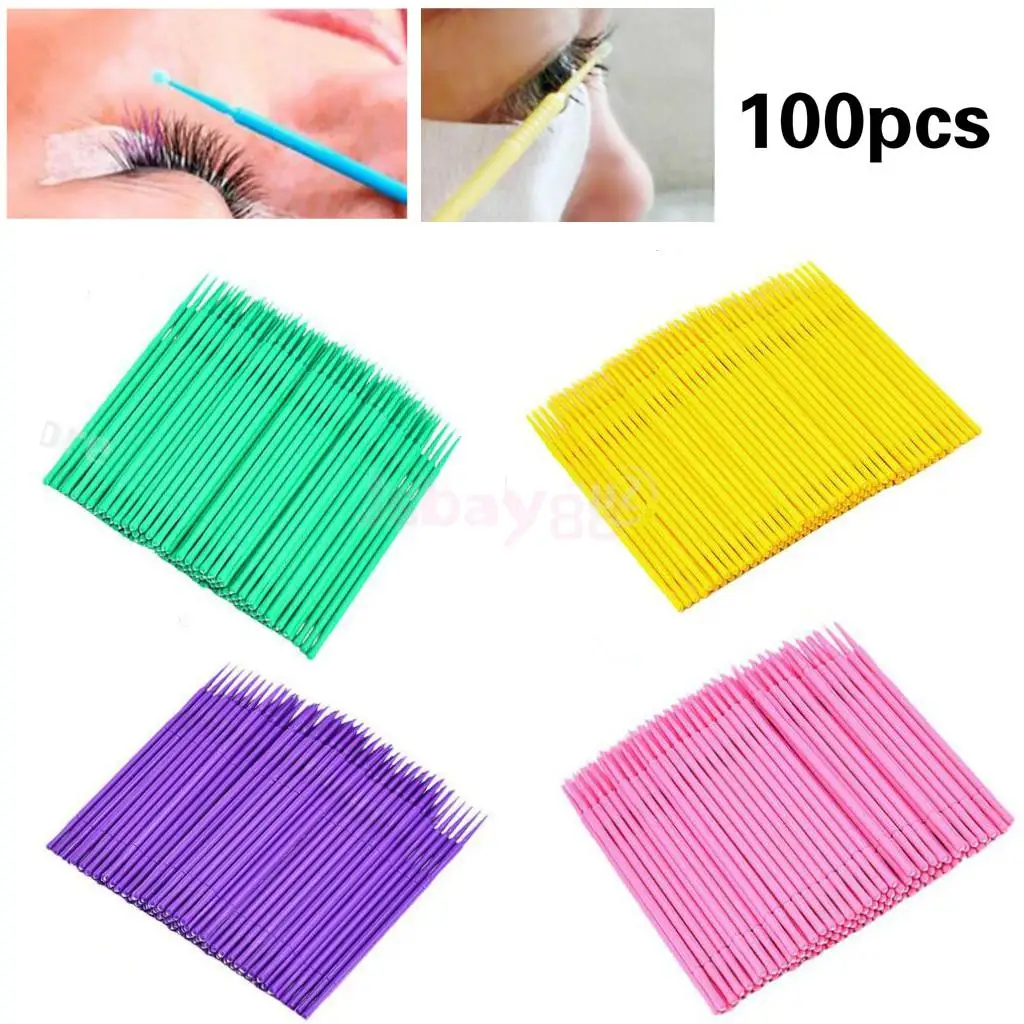 100Pcs/Set Micro Swab Lint Tattoo Permanent Makeup Brushes Eyelash Extension Cleaning Removal Applicators | Красота и здоровье