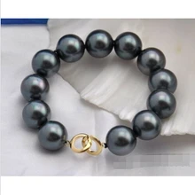 " 16 мм круглый черный корпус жемчужный браслет благородный стиль Природный тонкой jewe Быстрая