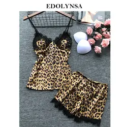 2019 леопардовые короткие пижамы наборы для ухода за кожей Twinset Ночная одежда для женщин одежда ночные рубашки домашний костюм пижама Femme сна