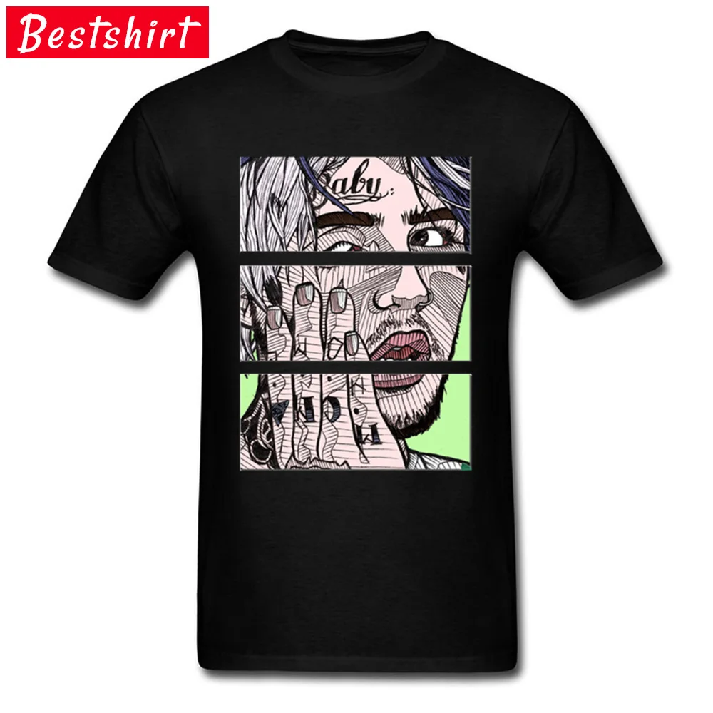 Мужская футболка с круглым вырезом Lil Peep Art из чистого хлопка принтом в стиле