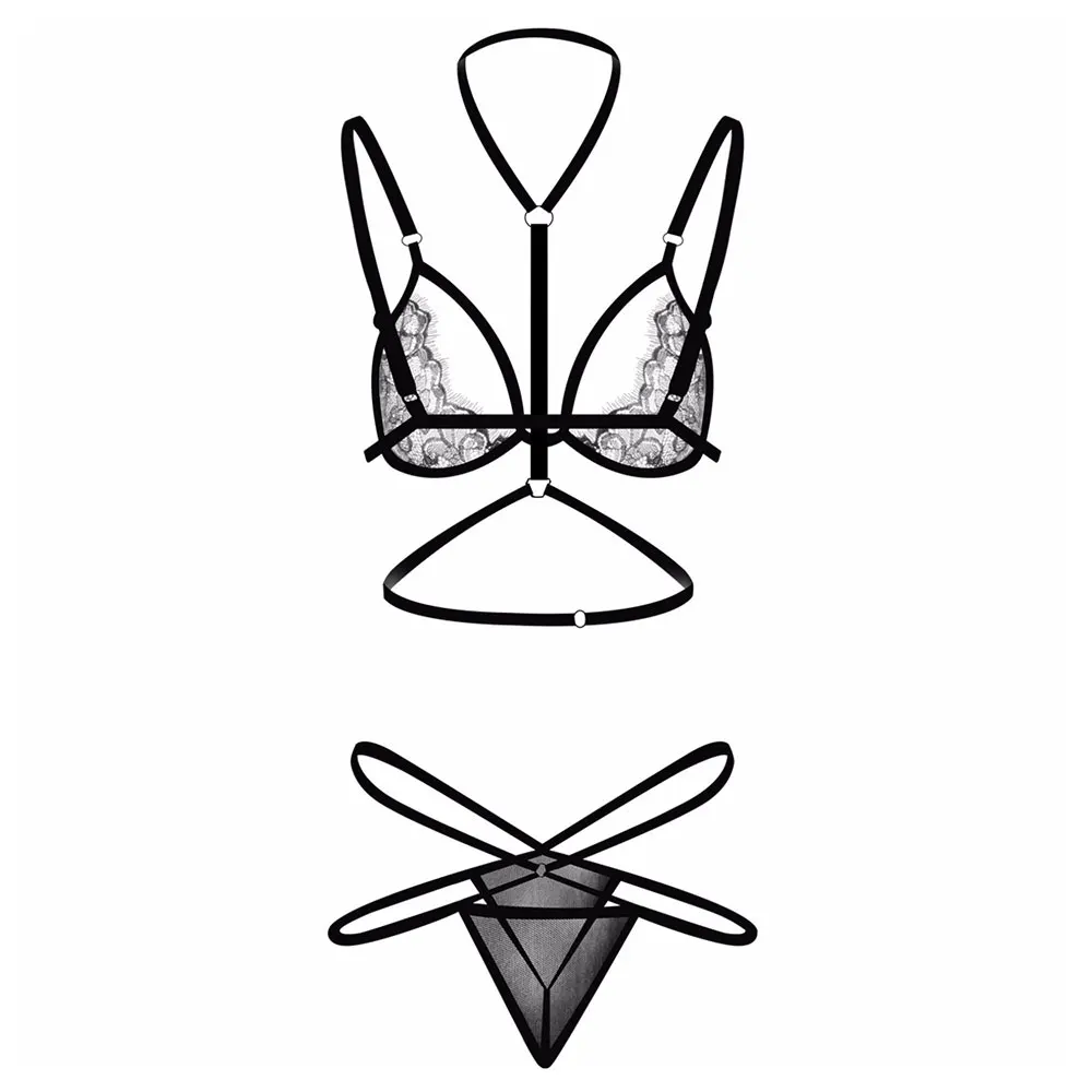 Thin Cup Transparent Lace Embroidery Flower Bra Sets Sexy Underwear Woman Open Crotch Panties Lingerie Set Lenceria Encaje