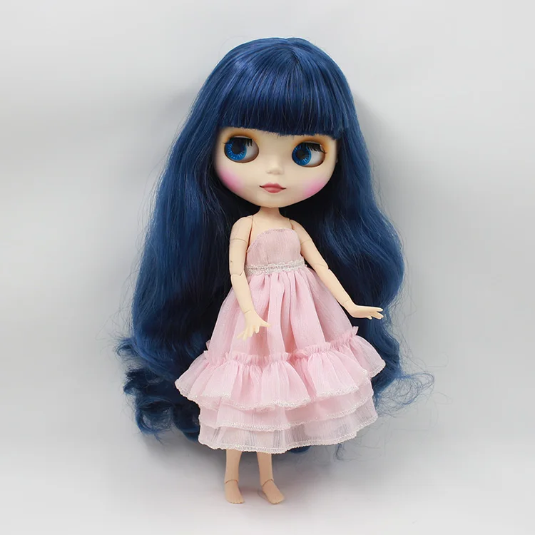 Кукла Nude Blyth для серий No.280BL6221 шарнирное тело с челкой Темно-синие волосы подходит для DIY Изменить BJD игрушка фабрика Blyth