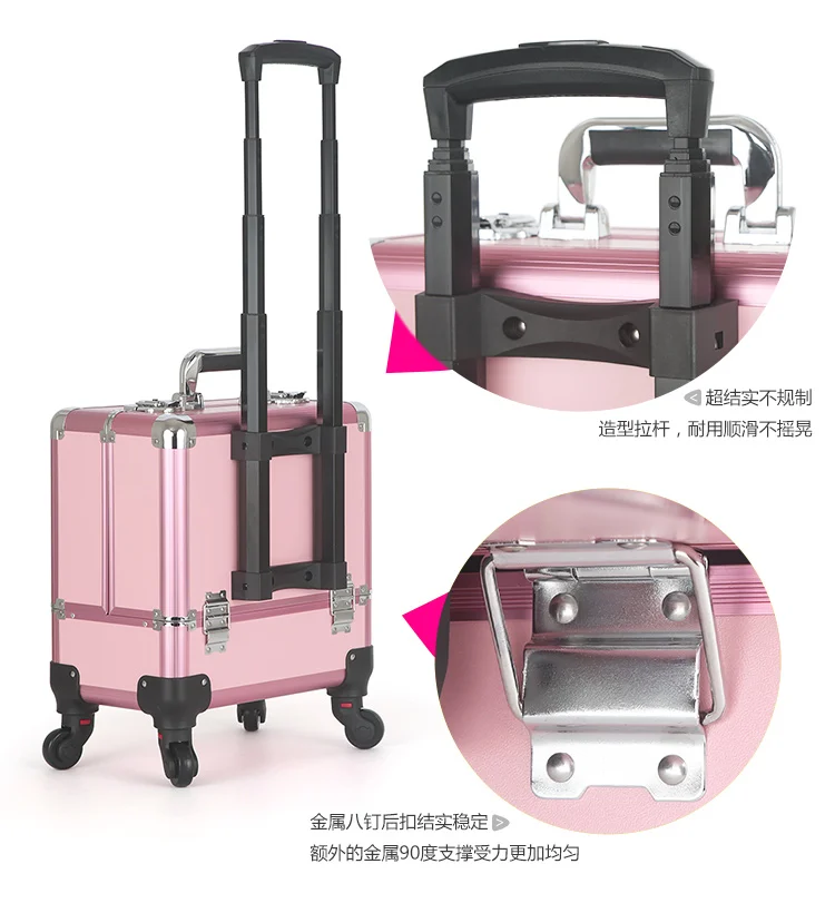 

Nail Multilayer Trolley Cosmetic Case Caster can be portable